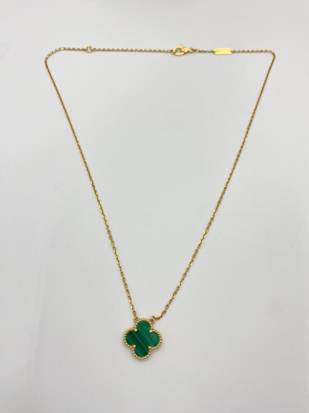 Authentic Van Cleef & Arpels Vintage Alhambra Necklace 18K Yellow Gold Malachite - Picture 3 of 13